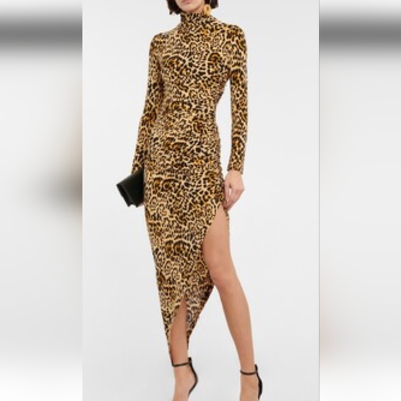 Norma Kamali Leopard Maxi Assymetrycal Dress - Picture 1 of 10